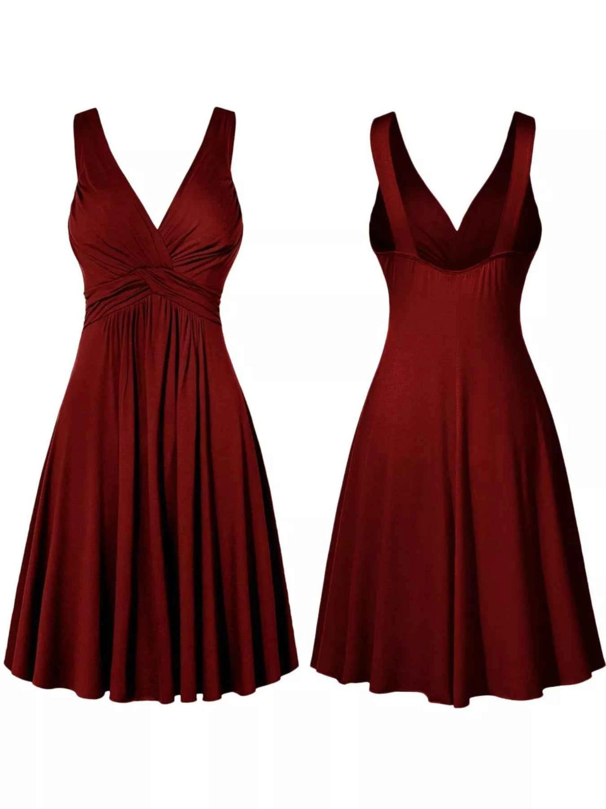 Full Size Twisted Sleeveless Ruched Waist A-Line Dress Plus Size