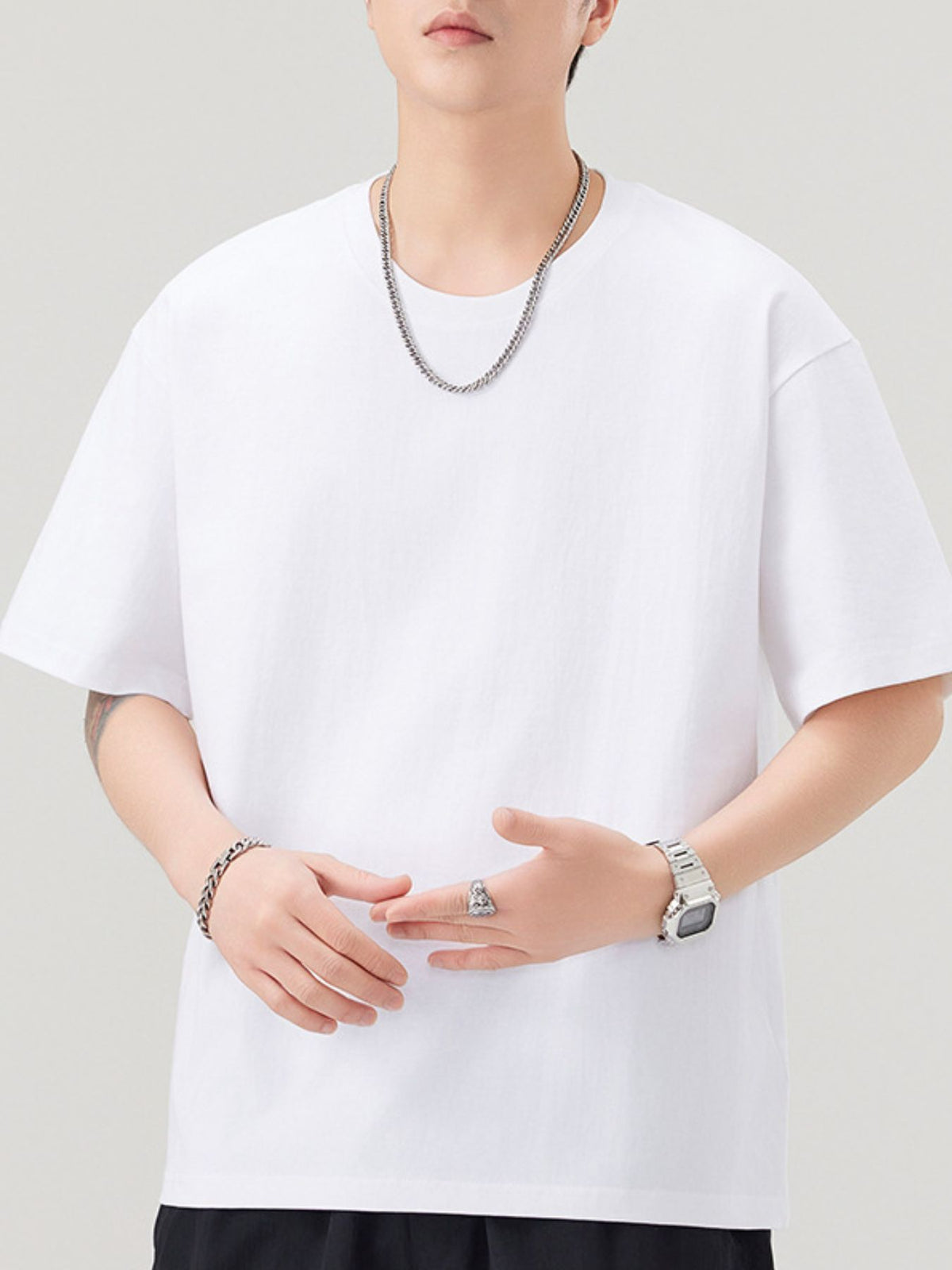 Men's Plus Size Solid Color Casual Loose T-Shirt