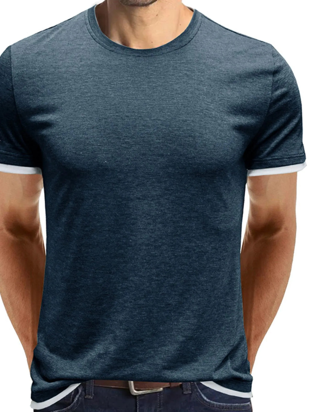 Men's Classic Contrast Trim Crew Neck T-Shirt