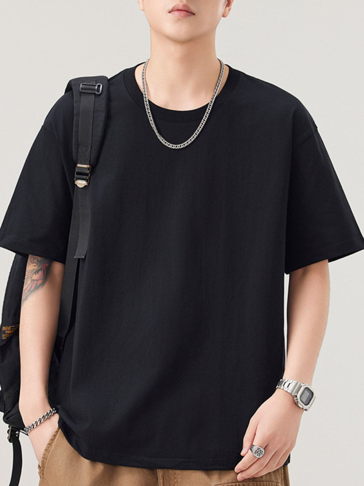 Men's Plus Size Solid Color Casual Loose T-Shirt