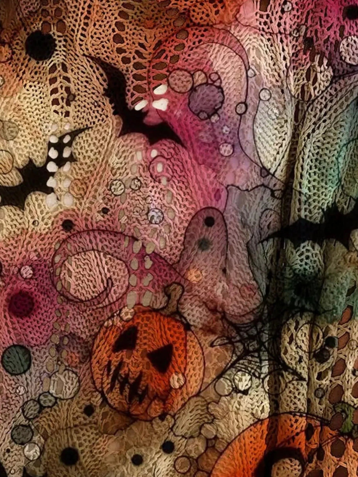 Full Size Halloween Pumpkin Loose Knit Cover Up Plus Size