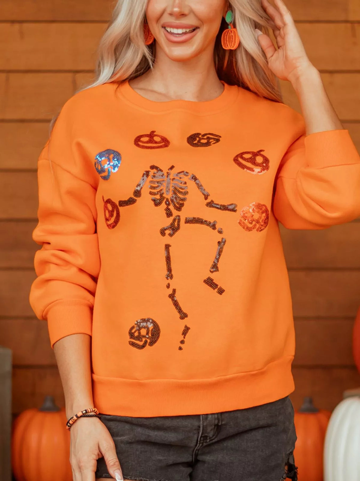 Dancing Critters Sequin Halloween Crewneck Sweatshirt
