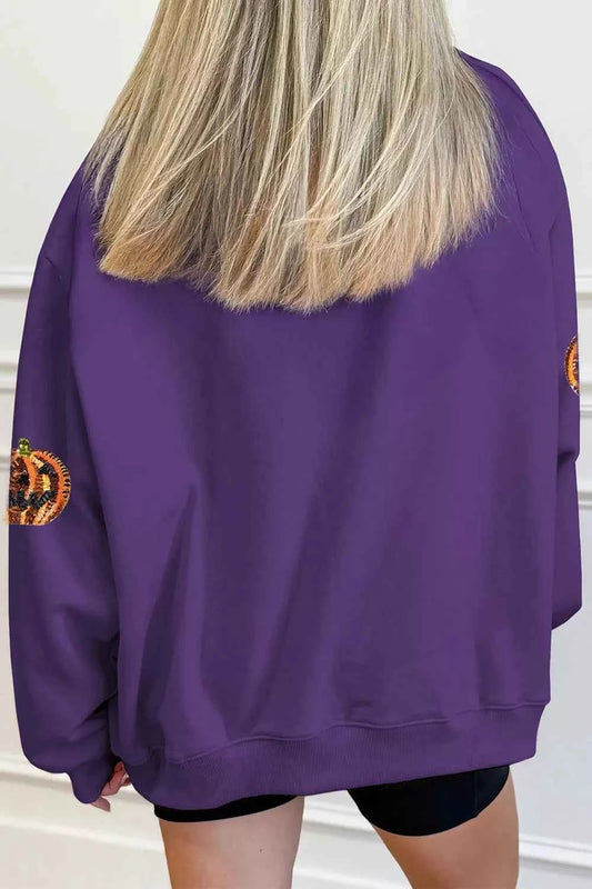 Sequin Pumpkin Spooky Halloween Sweatshirt