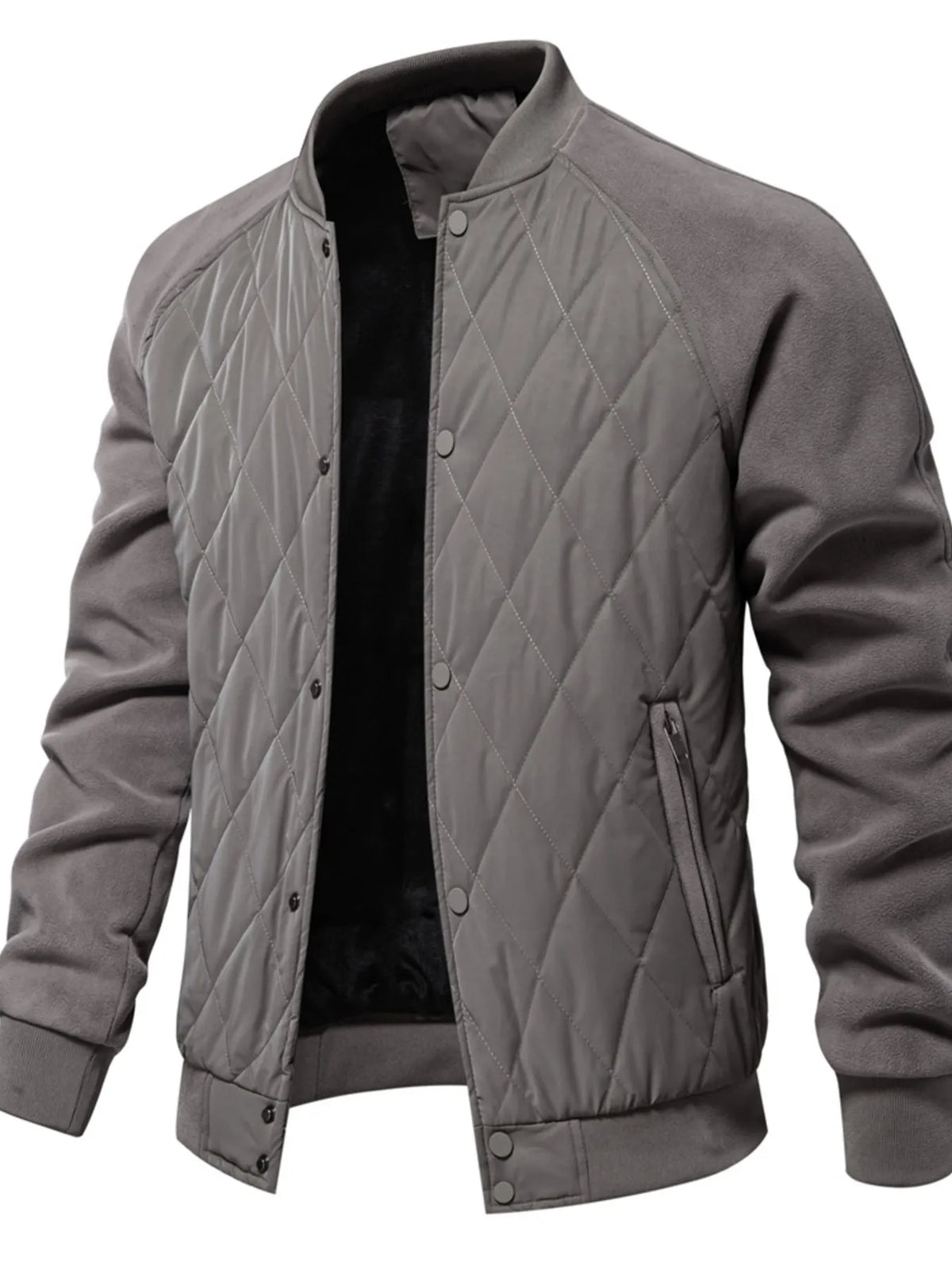 Men's Quilted Snap Down Long Sleeve Jacket