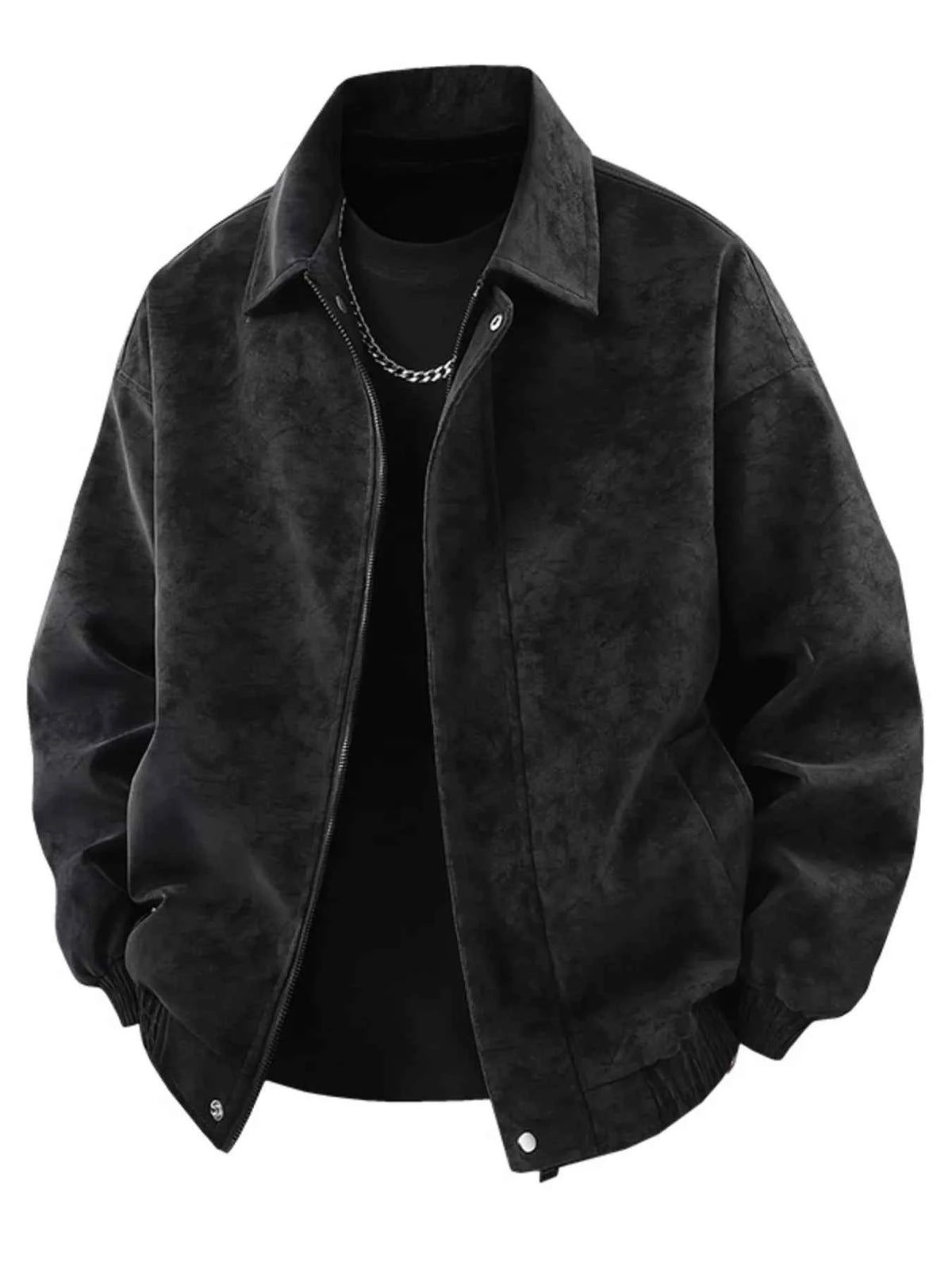 Men's Plus Size Zip Up Leather Jacket