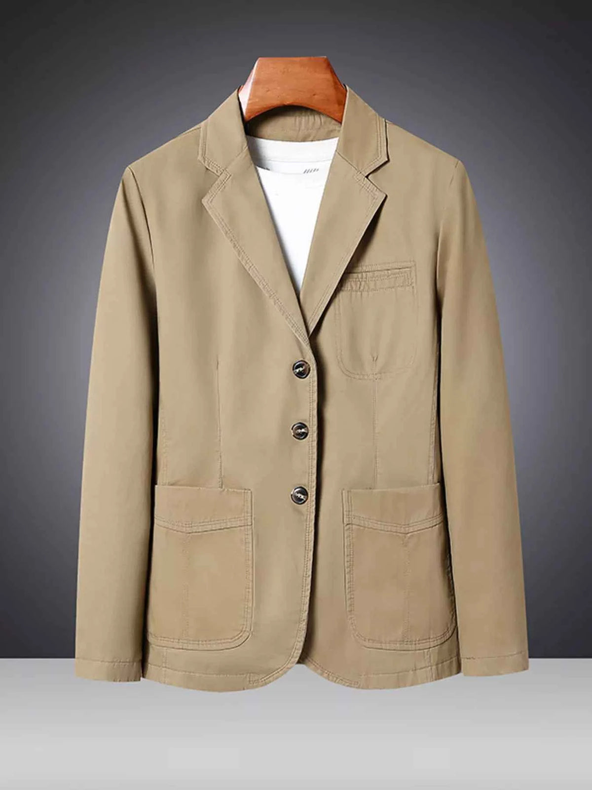 Men's Plus Size Lapel Collar Long Sleeve Blazer
