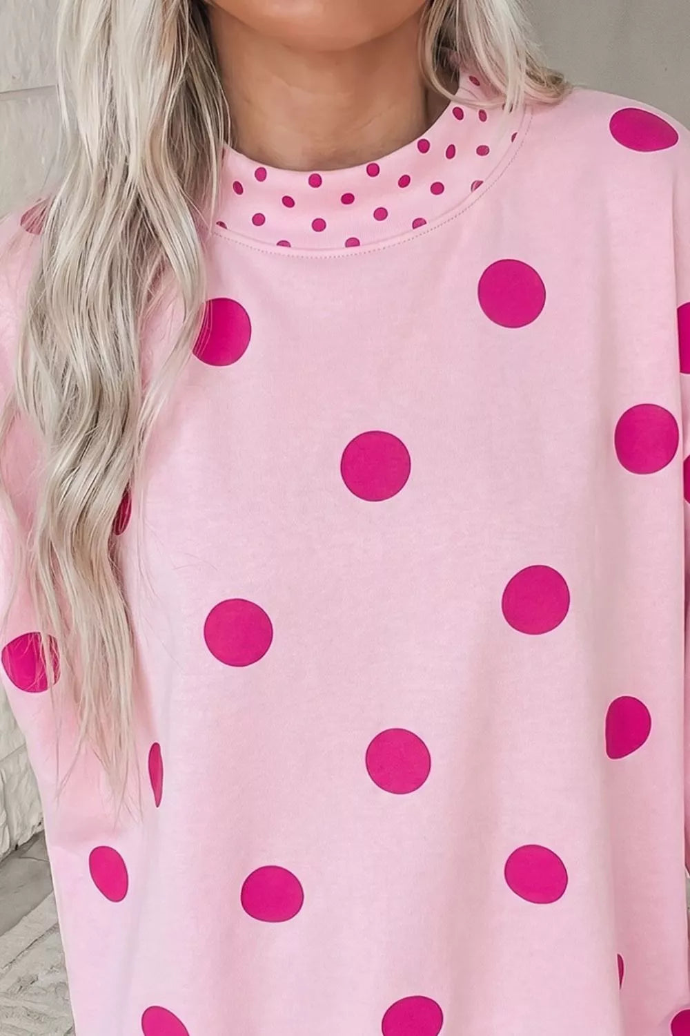 Polka Dot Dropped Shoulder Sweatshirt