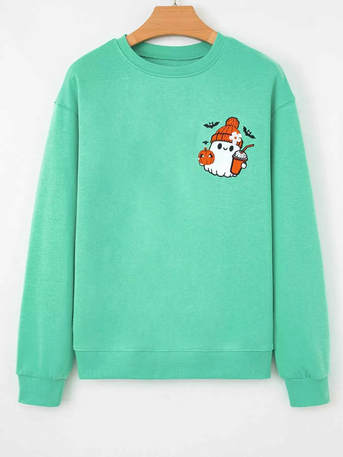 Halloween Ghost Embroidered Casual Sweatshirt