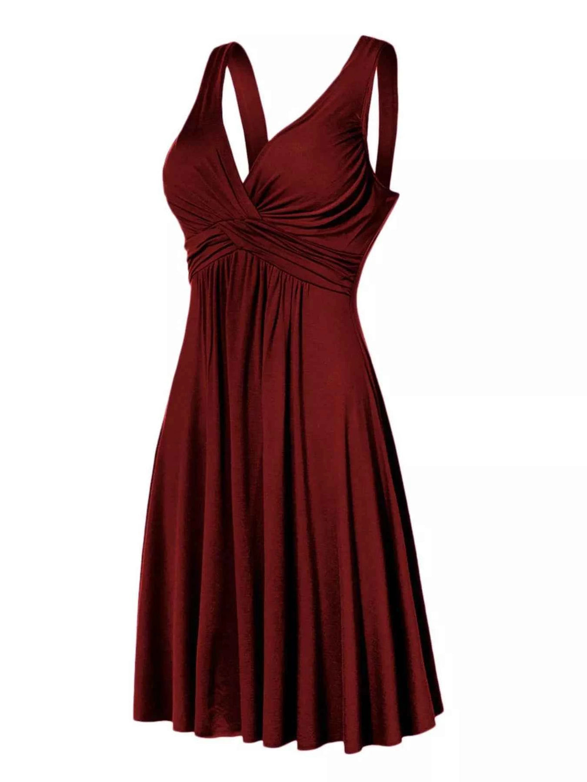 Full Size Twisted Sleeveless Ruched Waist A-Line Dress Plus Size
