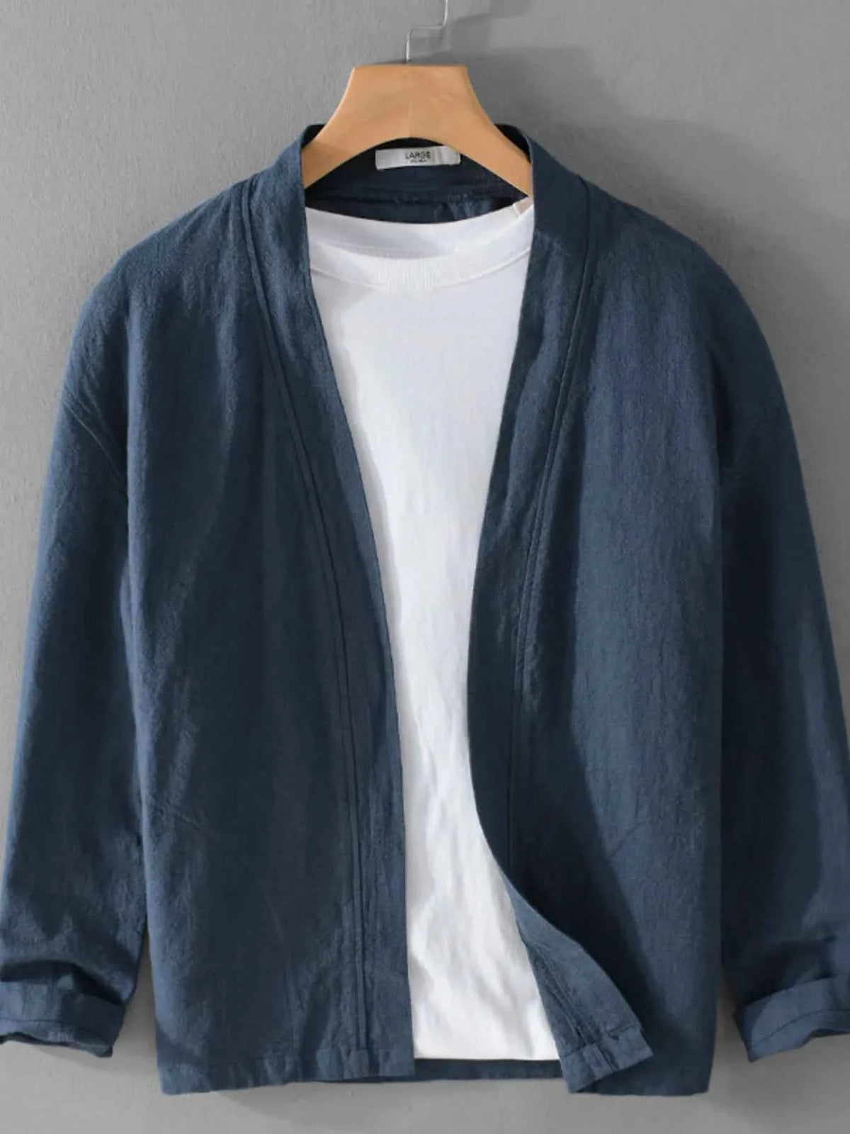 Men's Plus Size Casual Open Front Long Sleeve Top