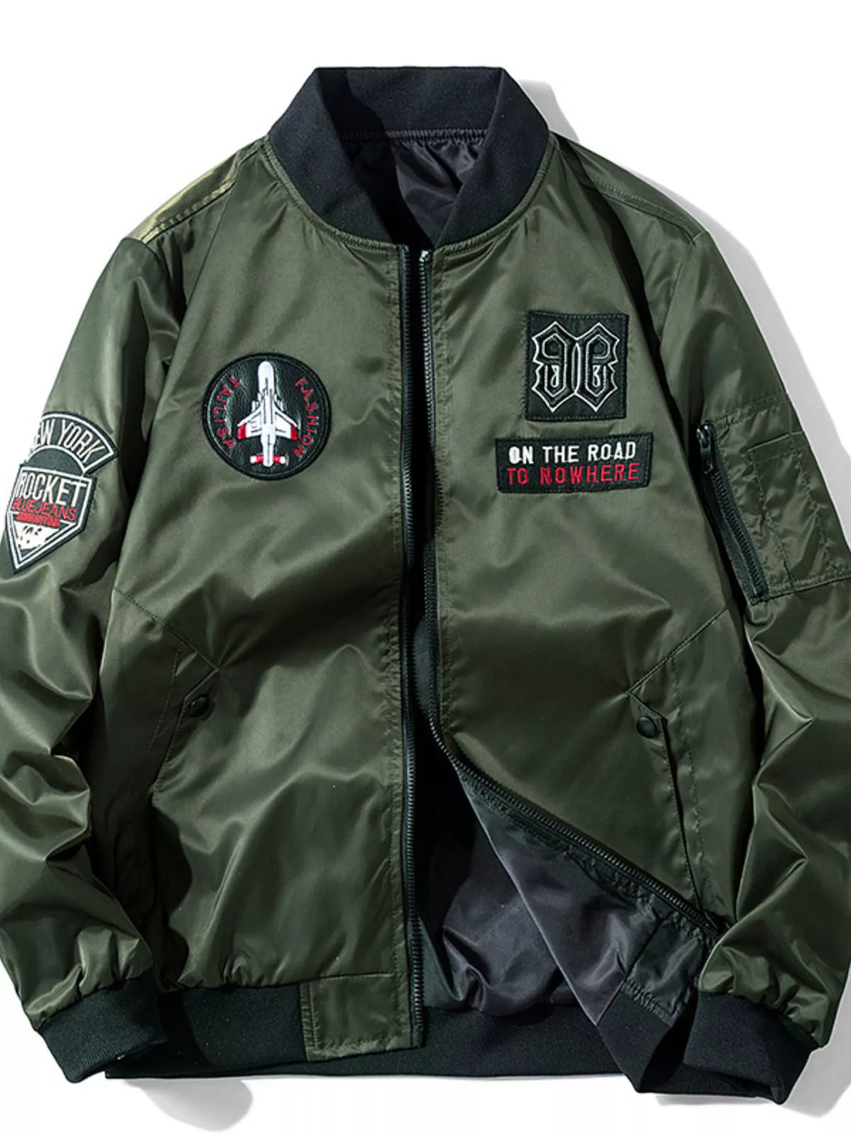 Men's Plus Size Zip Up Long Sleeve Bomber Jacket