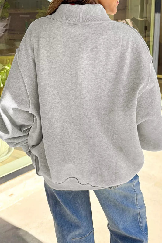 Reversible Halloween Graphic Mock Neck Tunic Sweatshirt