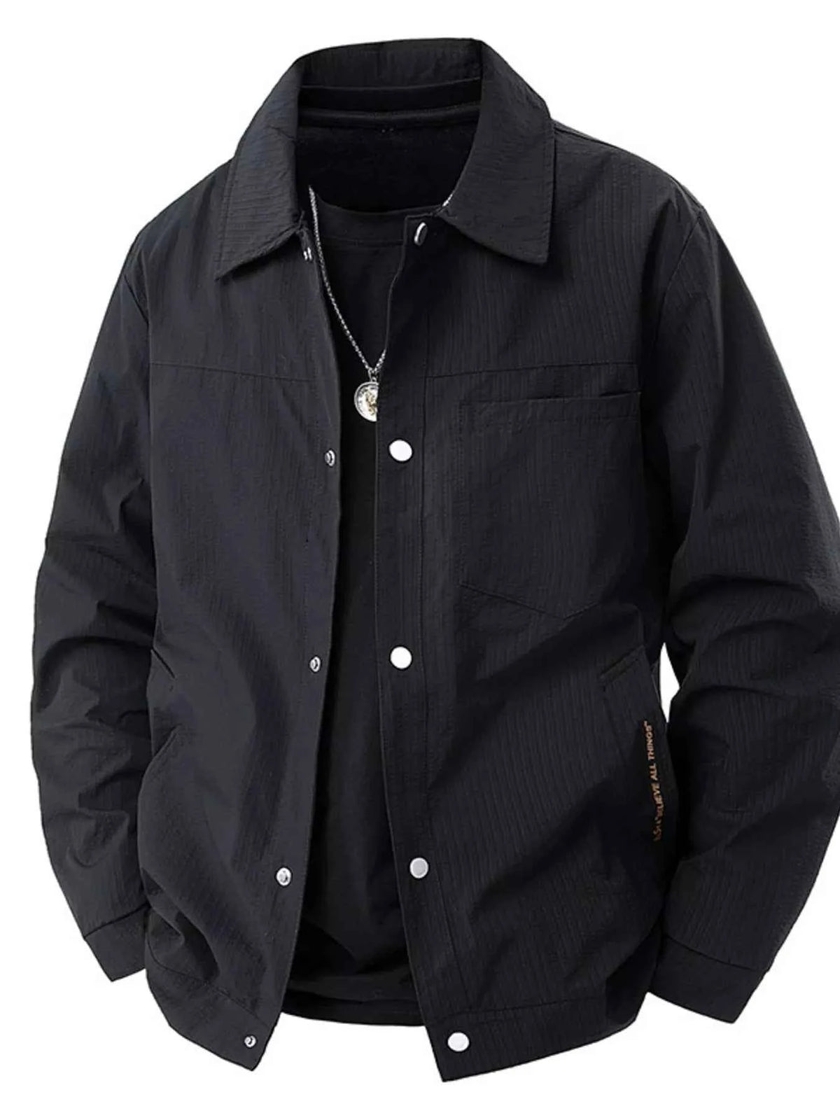 Men's Plus Size Lightweight Snap-Down Jacket
