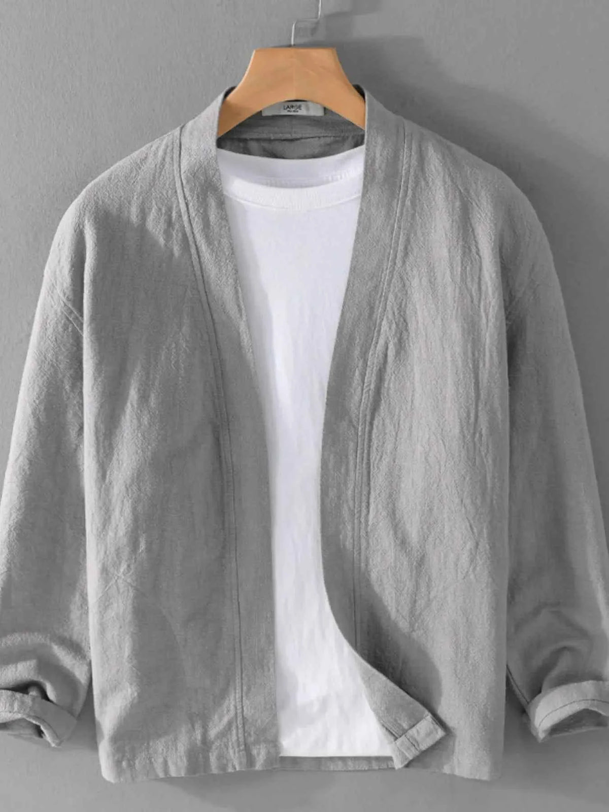 Men's Plus Size Casual Open Front Long Sleeve Top
