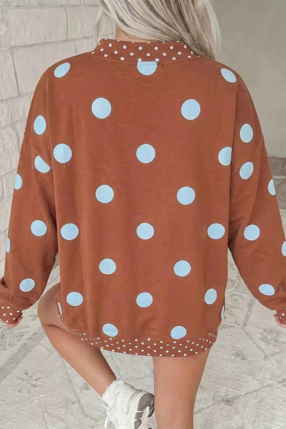 Polka Dot Dropped Shoulder Sweatshirt