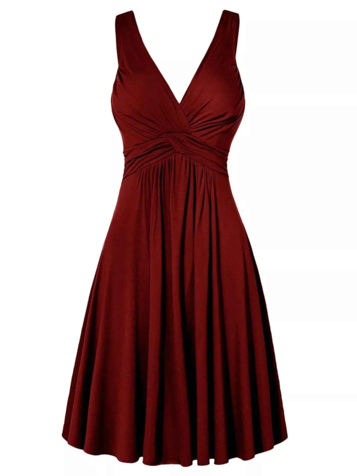 Full Size Twisted Sleeveless Ruched Waist A-Line Dress Plus Size