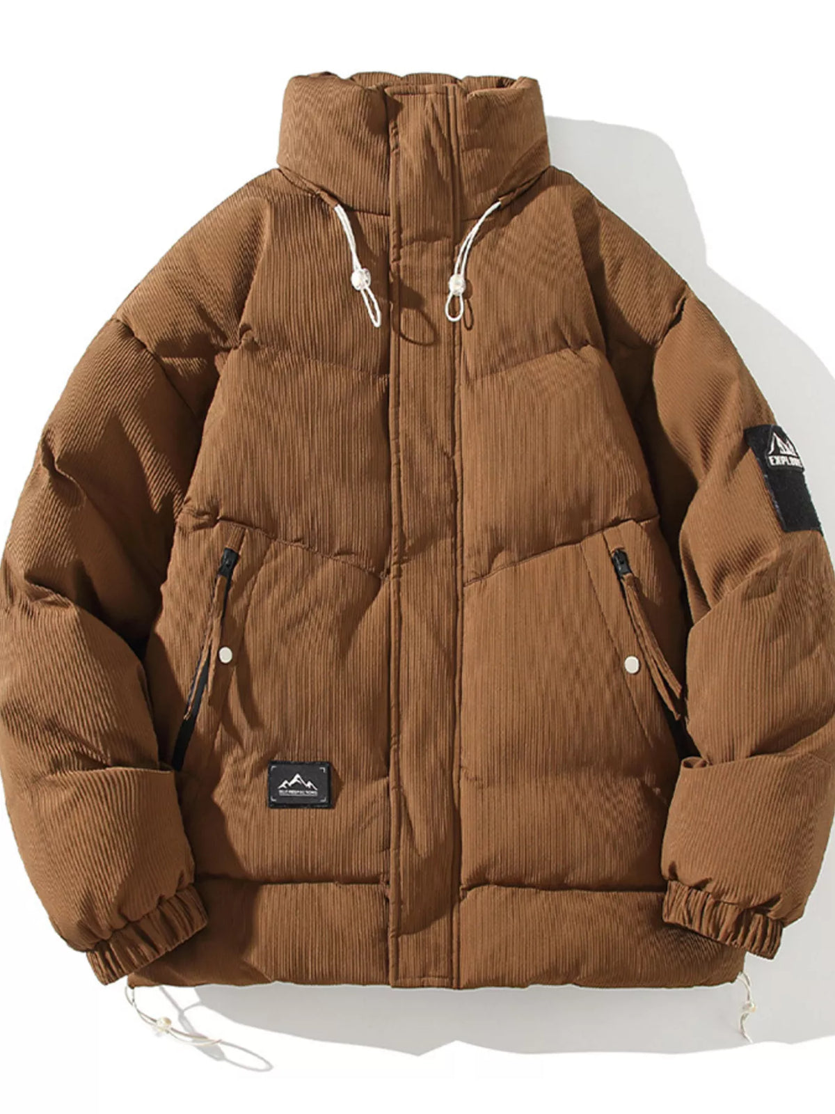 Men's Plus Size Zip Up Long Sleeve Puffer Jacket